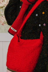 Vivid Hair Wool Shoulder Bag [Red]