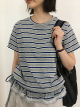 ピンレースクルーネックTシャツ (3color)