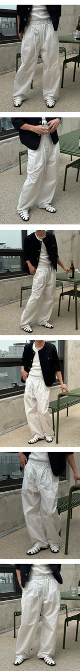 [Unisex] ナイロンツータックロープバンドパンツ(3color)