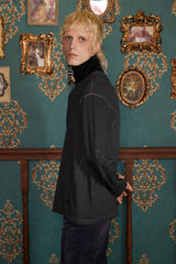 DYED ARGYLE LONG SLEEVE T SHIRT / CHARCOAL