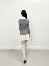 1114. Liz shirts layered pleats mini ops (2color)