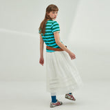 VOLUME SLEEVE STRIPE T-SHIRT_GREEN+MINT