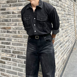 Cargo Pocket Denim Long Sleeve Shirt