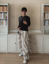 デヴェルワッフルヘンリーネックロングスリ－ブTシャツ