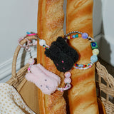 Bunny Mix Beads Two-way Keyring _ Pink