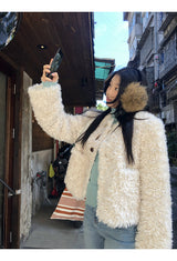 Beads Burton No Collar Round Fur Jacket