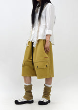 (UNISEX)Belt-Free Bermuda Pants
