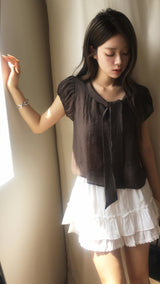Olive tie blouse