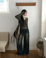Yami Ribbed Deep V-Neck Knit