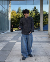 Low curve cargo denim jeans (Blue)