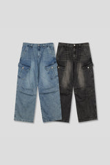 Tachi washed cargo denim pants