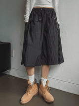 Multi-pocket D-ring Nylon Bermuda Pants