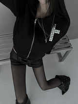 クロススタッドダイアゴナルウォーマージップアップ (fleece-lined / 2color)