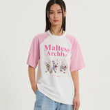 マルチーズアーカイブラグランハーフスリーブTシャツ