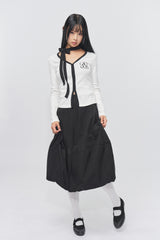Logo Muffler V-neck Top White
