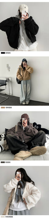 Liwen Mink fur half-crop hooded zip-up