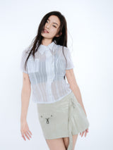 PLEATES WRAP SKIRT [IVORY]