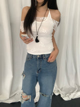Roman Sleeveless Flower Blouse Set