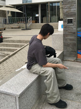 バーズ カット カーブド ワイド パンツ 4C