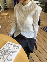 ヌアストライプヘンリーネックシャツ(2c)