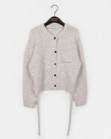 Engen Back Slit Ribbon Strap Pocket Knit Cardigan