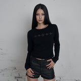 C スクエア スタッズ スリムフィット Tシャツ ブラック