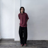 ウォッシュドハーフジップポロTシャツ