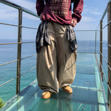 Layered Shirt Wide Cotton Pants