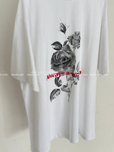 Rose lettering four seasons boxy short-sleeved T-shirt