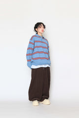 Colored striped collar knitwear