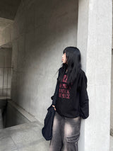 Crack Vintage Lettering Hooded Zip-Up