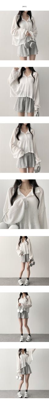 Denk ルーズフィットリネンポケット付きハーフクロップドシャツ southern