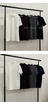 [MUSCLE FIT] Double cutting half pola t-shirts(4color)