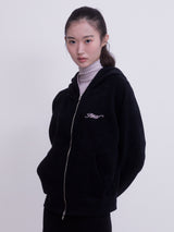 Raglan 2way Hood Zip-up (BLACK)