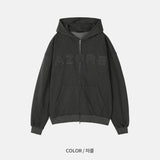 Pigment Applique Hooded Zip Up (3color)