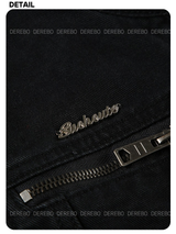 London black denim casual zip-up jacket