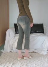 Zpi Vintage-Washed Low-Rise Capri Denim Jeans