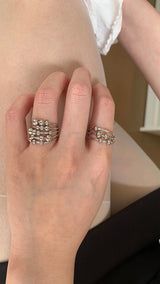 Silver ball bangle ring 2SET