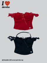 off-shoulder frill corset pad tube top