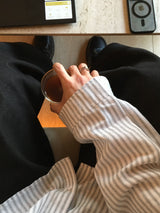 コフストライプ クロップドシャツ 3C