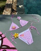 Stripe Aloha Tanning Kitty Bikini