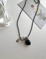blo black chic stainless steel bold heart county line layered long necklace