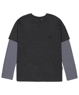 レイヤードストライプTシャツ チャコール