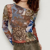 SHEISSHE/PRINTED ASYMMETRICAL SHOULDER T-SHIRTS