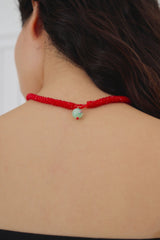 Spinel crochet necklace (Red)