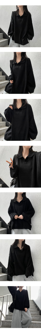 Nifty Bookle Oversized Fit Punching Collar Knitwear