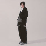 ストライプパッチデニムパンツ_ブラック