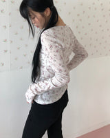 キトゥン フローラル ロングスリーブ Tシャツ