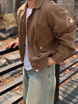 Open Collar Suede Jacket