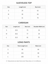 アンナ レース カーディガン トレーニング スリーピース セット (Sleeveless cardigan, pants)